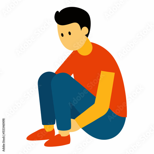 a man sits sadly vector illustration