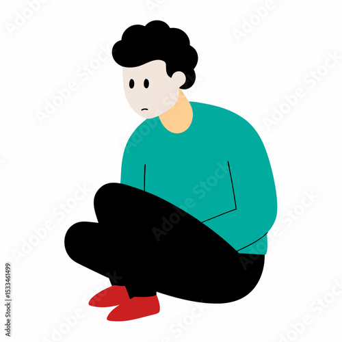 a man sits sadly vector illustration