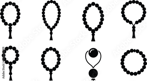 Vector Illustration Collection of Prayer Beads Icons