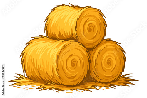 Hay Bales Illustration – Cartoon Straw Rolls for Farm and Harvest Design