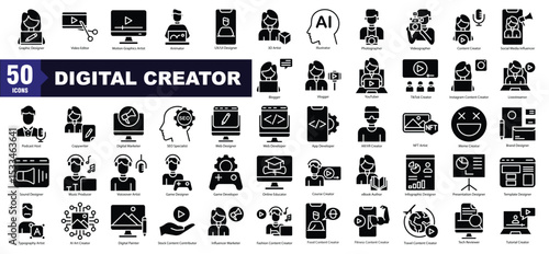 Digital Creator Glyph Icon Set