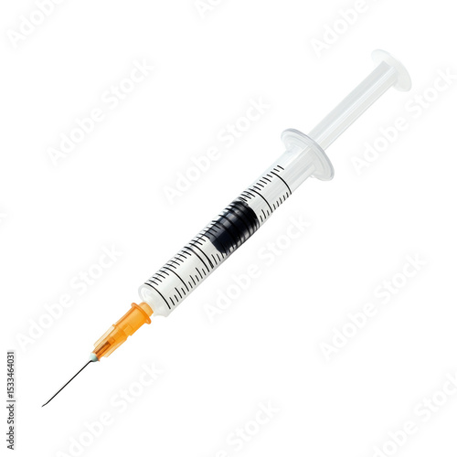 A syringe with a needle and a plastic tube
