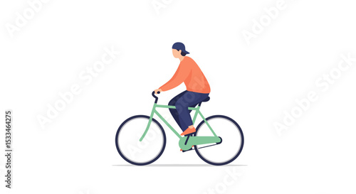 Biking for Health: Minimalist Illustration of Active Lifestyle