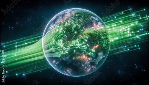 Earth connected by fiber optic cables