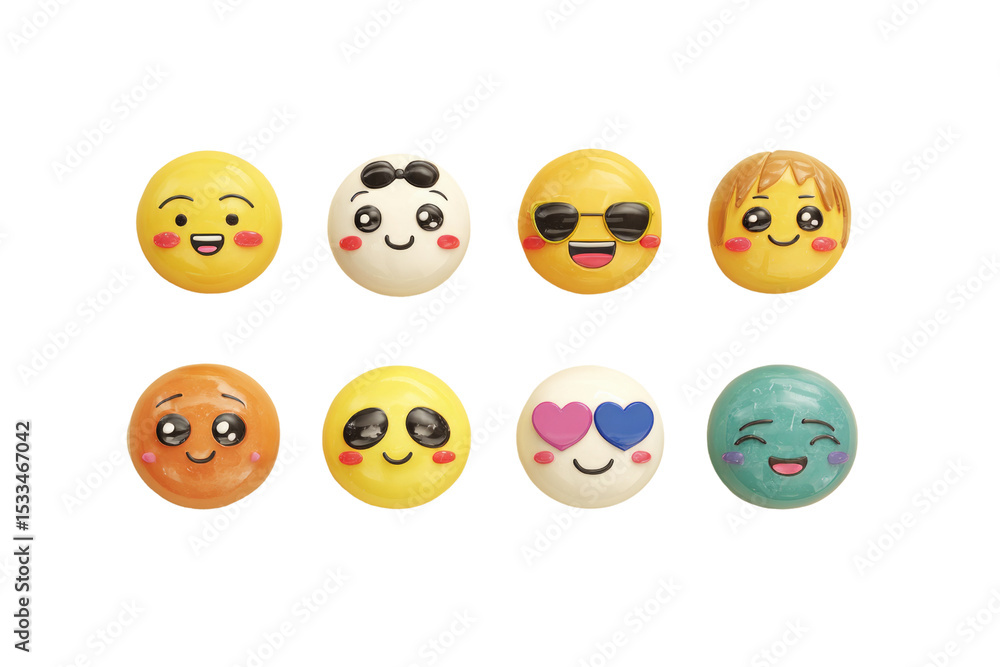 A set of nine colorful emoji faces, each with a different expression A set of nine colorful emoji faces, each with a different expression