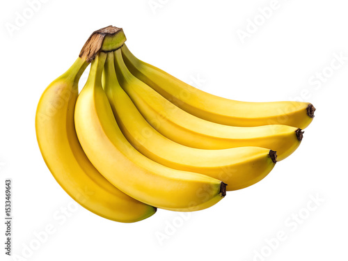 Bunch of ripe yellow bananas isolated on transparent background