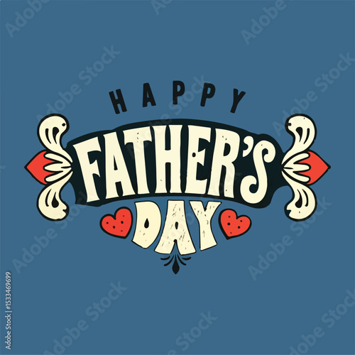 Happy Father's Day Greeting Card with Bow Tie and Leaf Art Design

