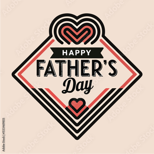 Happy Father's Day Greeting Card with Bow Tie and Leaf Art Design

