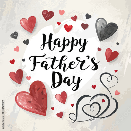 Happy Father's Day Greeting Card with Bow Tie and Leaf Art Design


