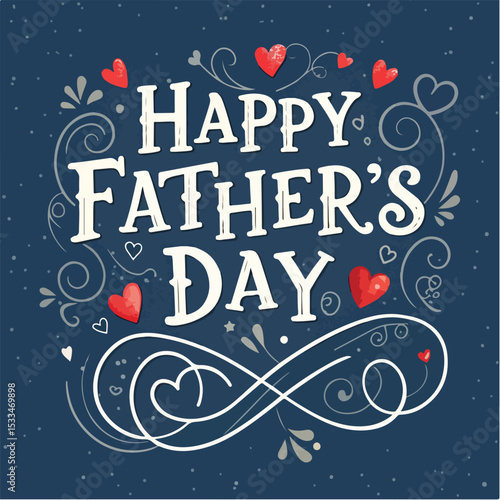 Happy Father's Day Greeting Card with Bow Tie and Leaf Art Design

