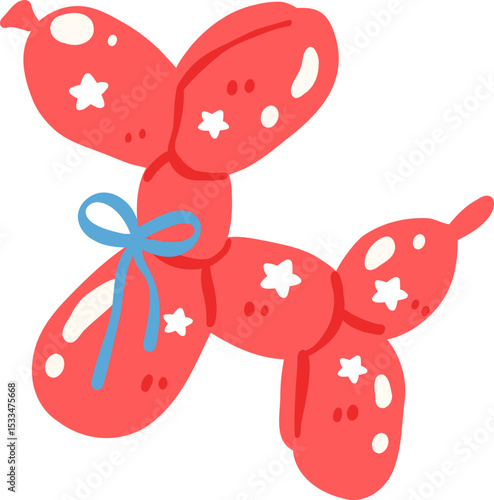 Red Ballol Dog with Blue Bow


