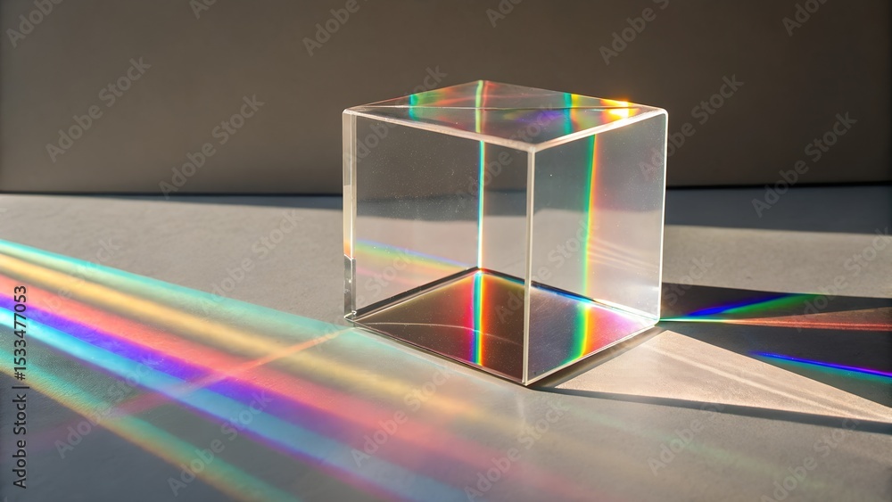 Fototapeta premium transparent glass cube on neutral background