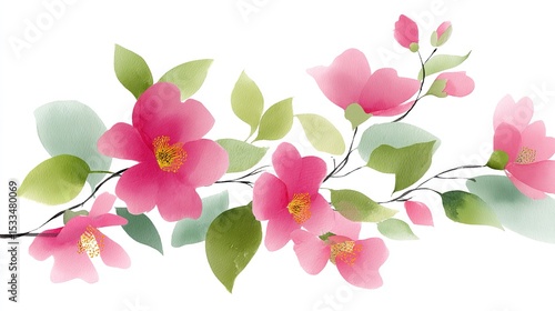 Blooming beauty a delicate watercolor painting capturing the essence of springtime blossoms in soft pink hues with