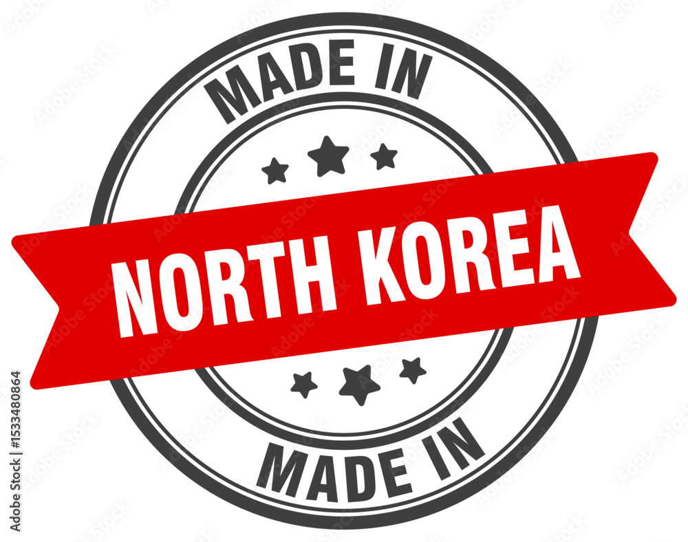 Fototapeta premium Made in North Korea round sign. Made in North Korea stamp.