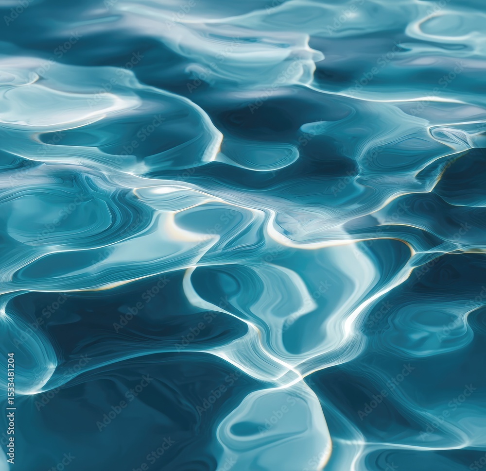 Obraz premium Teal water with subtle light reflections creating swirling, abstract patterns