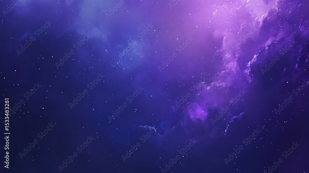 Fototapeta premium A cosmic abstract background with glowing stars, nebulous clouds, and a deep purple and blue color palette, evoking a sense of vast space and mystery