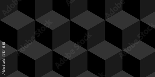 Abstract square black grid tiles cubic wall  geometric square shape backdrop texture. cube seamless wall and floor vector diamond hexagon triangle wallpaper background.	