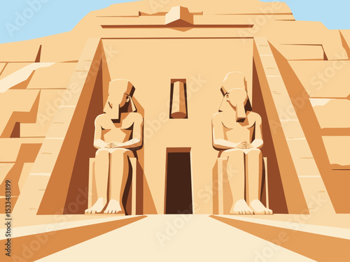 The Front of the Abu Simbel Temple, Aswan, Egypt, Africa 