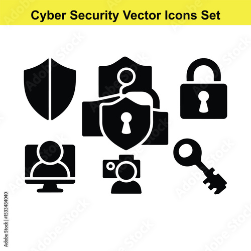 Cyber security icons set data protection privacy