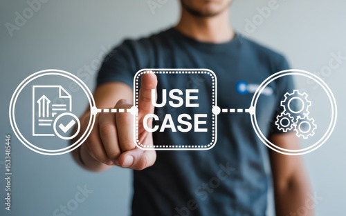 Person touching a use case concept on a touch screen.