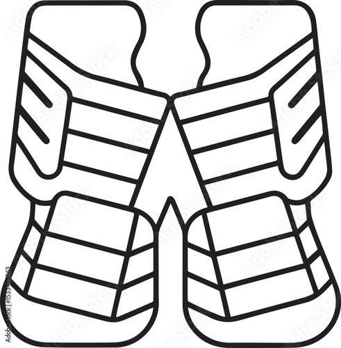 goalie pads outline vector illustration, line art