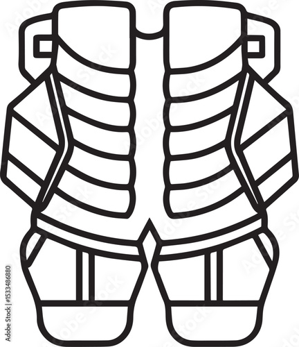 goalie pads outline vector illustration, line art