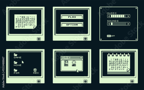 Game boy interface, pixel art design, message, retro 80s console gaming app, video game, flat style, old school computer graphic design, 8-bit sprite, game assets, vector illustration.