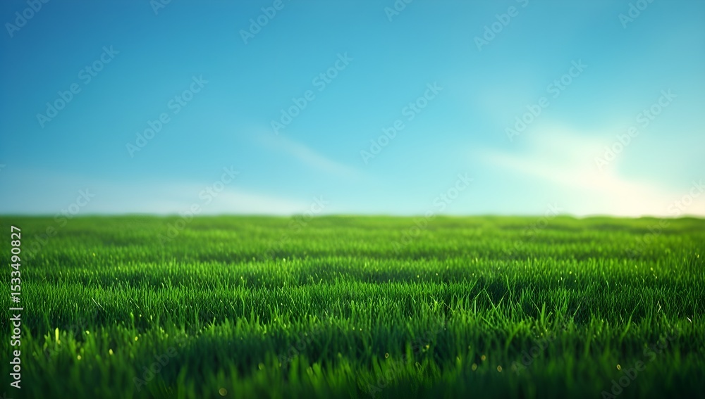 Naklejka premium green grass and blue sky