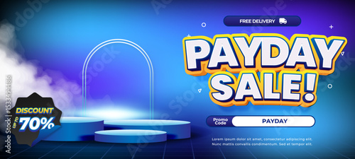 Shopping Payday Sale discount deals dynamic mix blue gradient Editable text effect Horizontal banner Promotion template