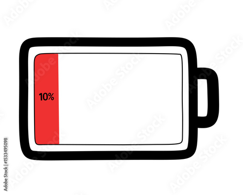 The fourth battery shows 10% charge in red, suggesting a critical level.