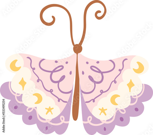 Whimsical Celestial Butterfly in Pastel Colors

