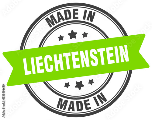 Made in Liechtenstein round sign. Made in Liechtenstein stamp.