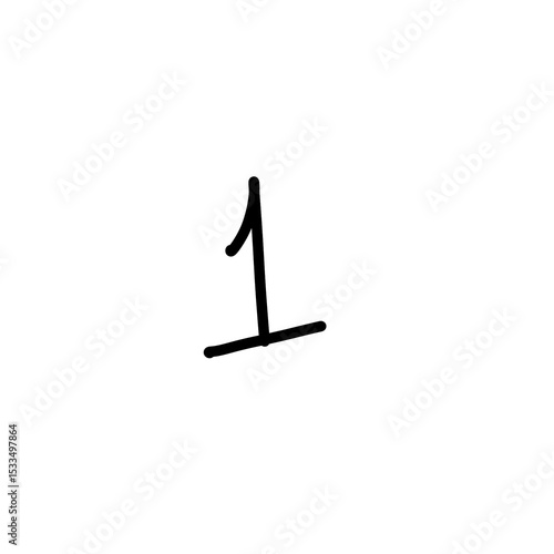 simple black number one scribble vector
