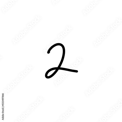 simple black number two scribble vector