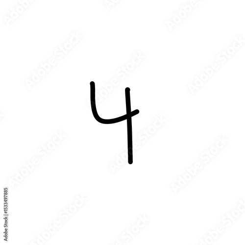 simple black number four scribble vector