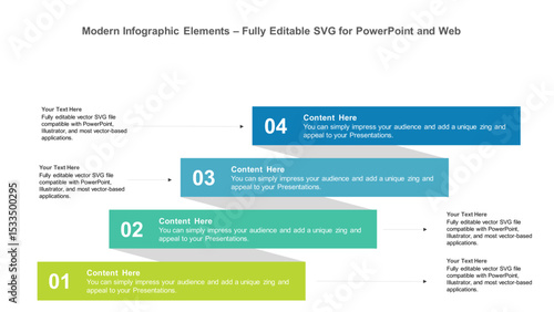 Modern Infographic Elements – Fully Editable SVG for PowerPoint, Web, Illustrator, and most vector-based applications. Ideal for presentations, infographics, and business slide designs.