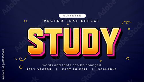 3d style study text effect editable lettering