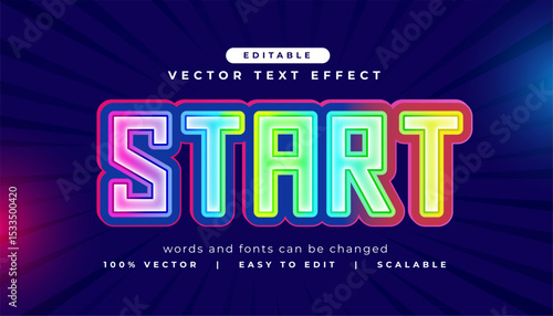 colorful editable start text effect style