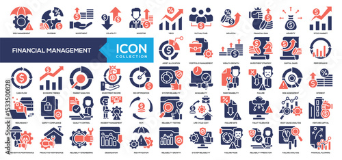 Financial Management Glyph Color Icon Collection