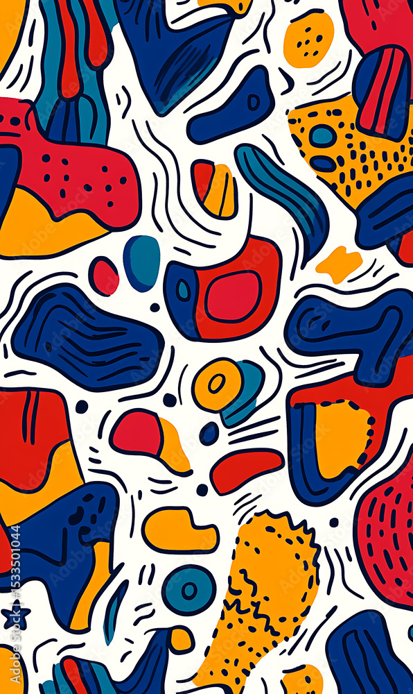 Fototapeta premium Seamless floral tile patterns combining cultural, modern