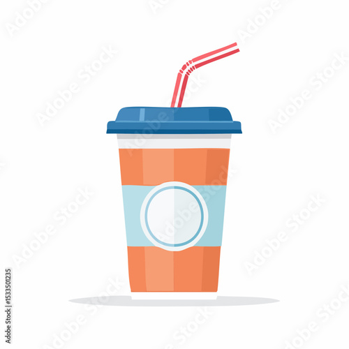 Refreshing Drink Cup: A vibrant illustration showcases a refreshing beverage cup with a straw, perfect for quenching thirst on a hot day, inviting a sense of refreshment and thirst.