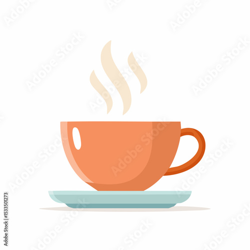 Steaming Coffee Cup: A comforting cup of coffee with visible steam, set on a saucer in a delightful illustration, radiating warmth, and invoking moments of relaxation and savoring.