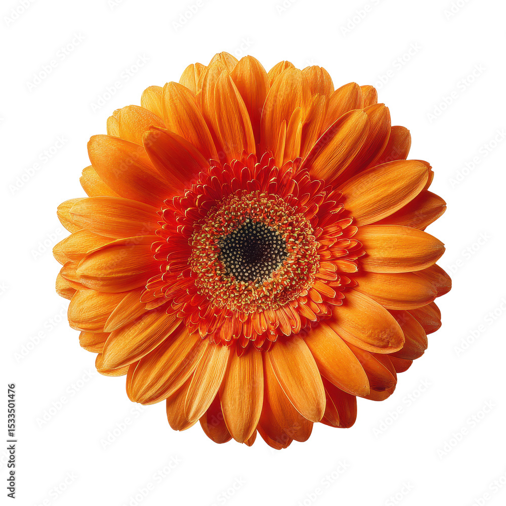 Vibrant orange gerbera daisy flower isolated transparent background perfect for floral designs and botanical illustrations Vibrant orange gerbera daisy flower isolated transparent background perfect for floral designs and botanical illustrations