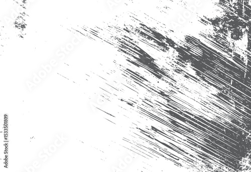 Grunge diagonal brush stroke texture in gray tones on white background suitable for abstract designs and backgrounds