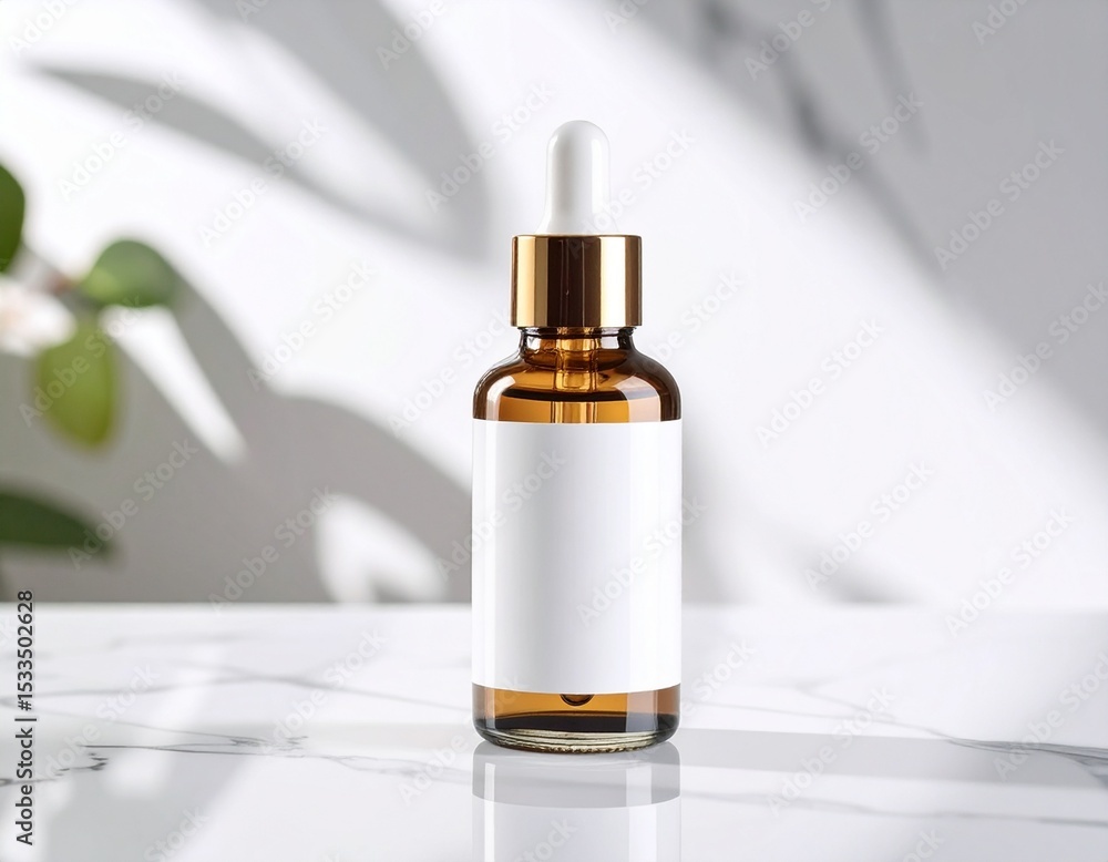 Fototapeta premium Perfume bottle with flower on white background