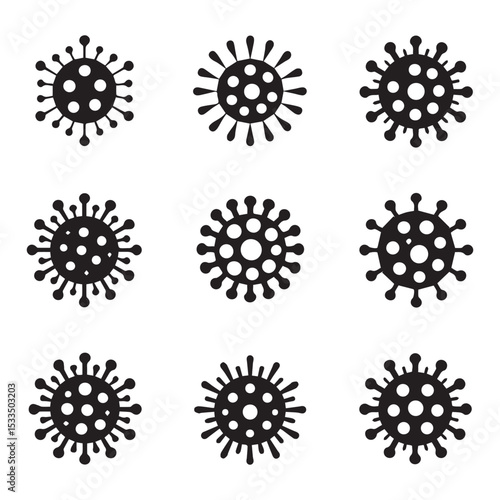Diverse Virus Icons Set Black Viral Particle Graphic Design Elements