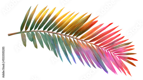 Vibrant watercolor palm leaf isolated on transparent background for tropical design concepts and decorative digital art 