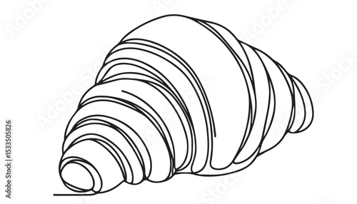 Continuous one single minimal line drawing Croissants