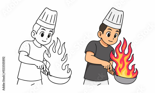 cute chef coloring page for kids