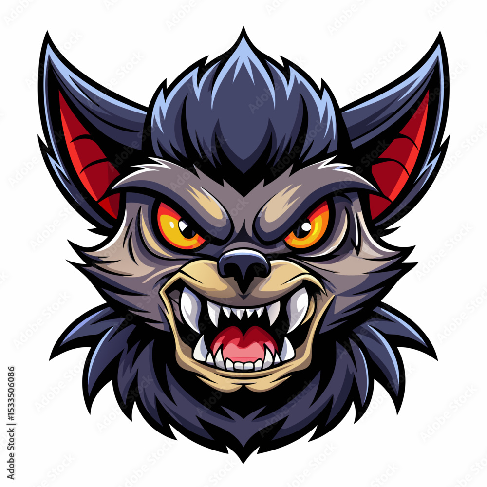 Fototapeta premium angry Kuromi realistic design and bold line black , white background ,full color